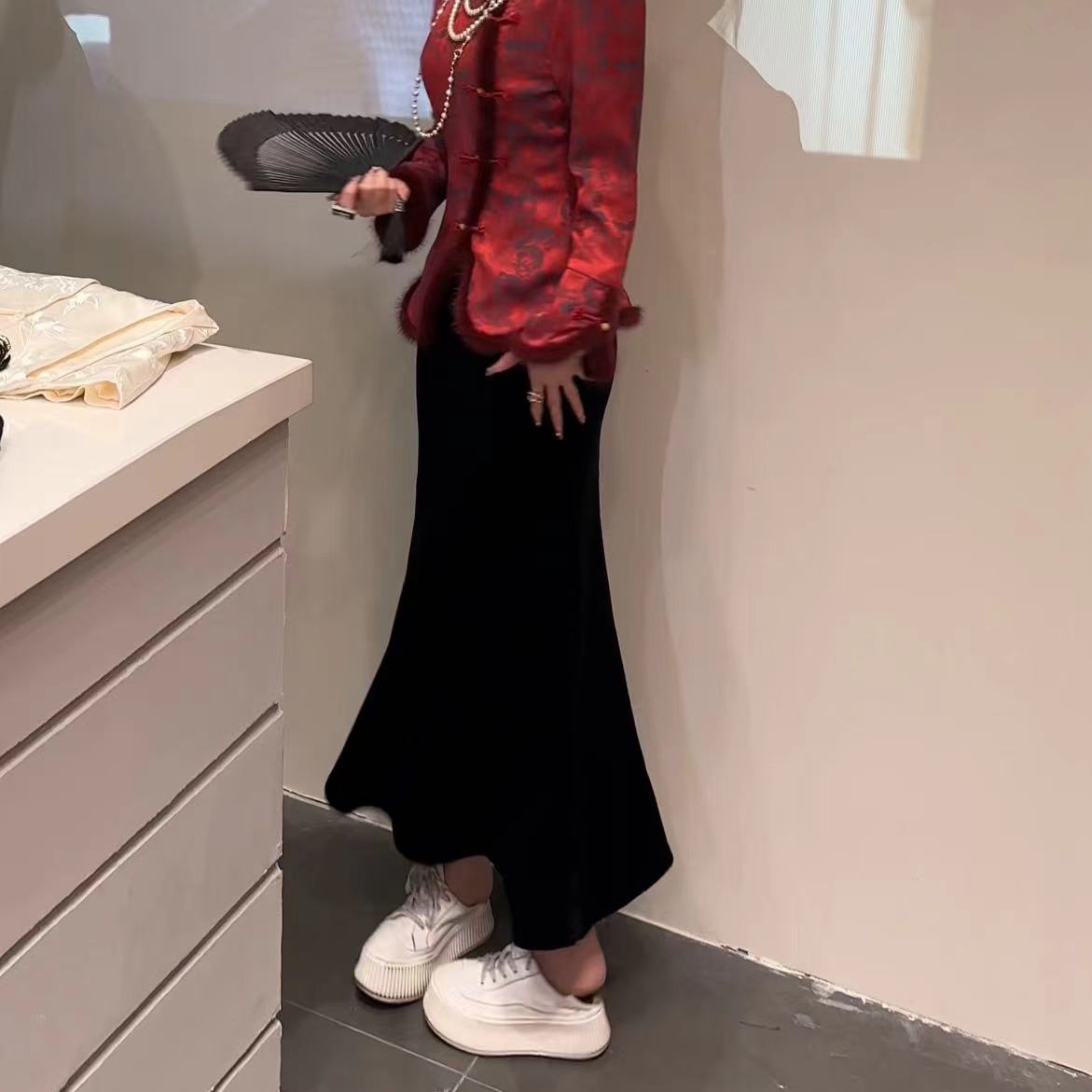 【美人鱼加绒半裙】新中式修身百搭秋冬显瘦鱼尾女装半身裙裙