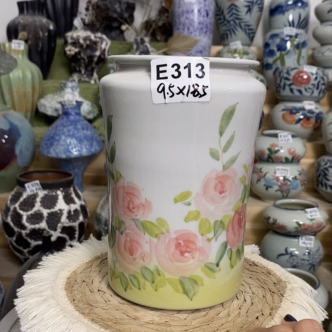 有孔 景德镇纯手绘陶瓷花盆 E313 福利价No退换