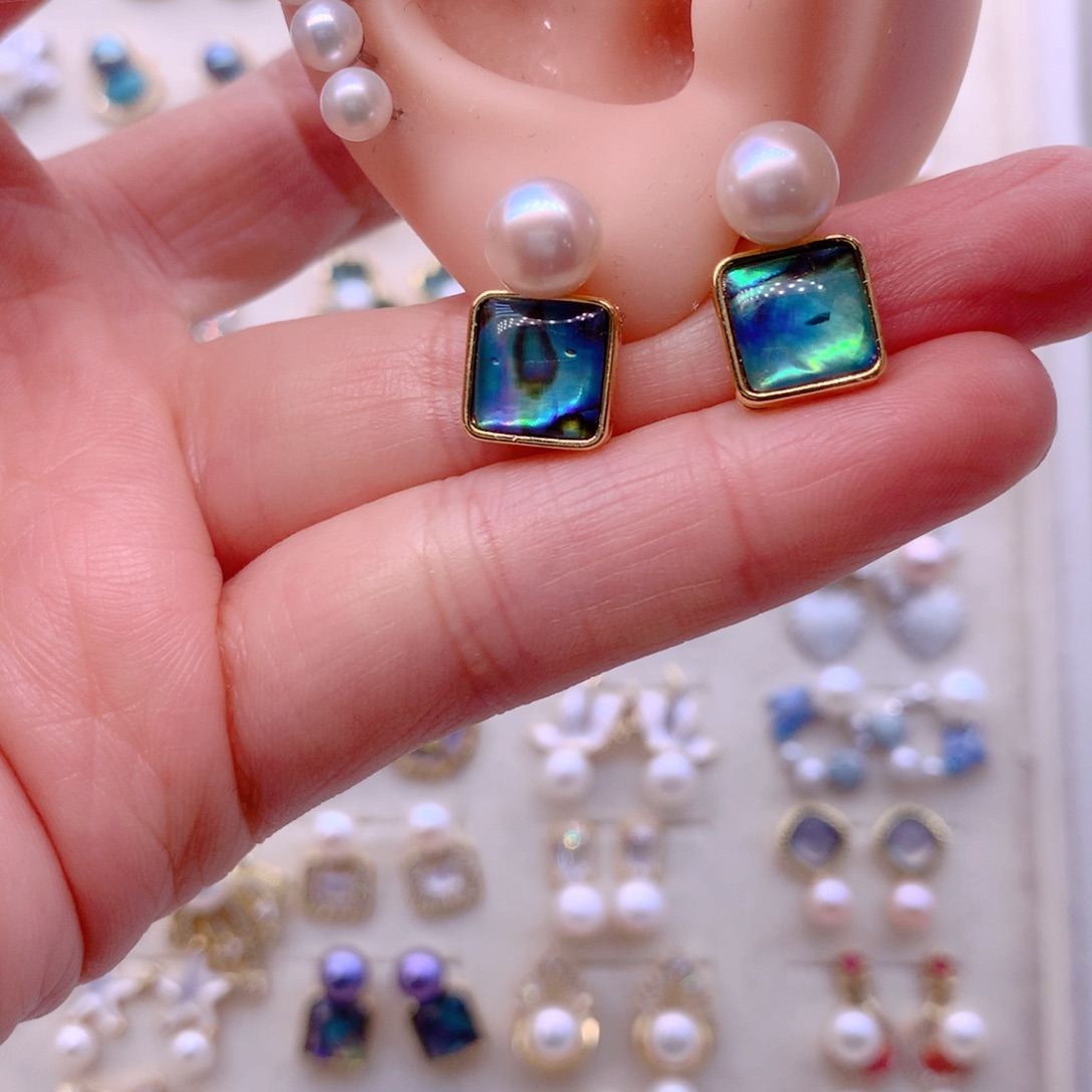 合金淡水珍珠耳饰