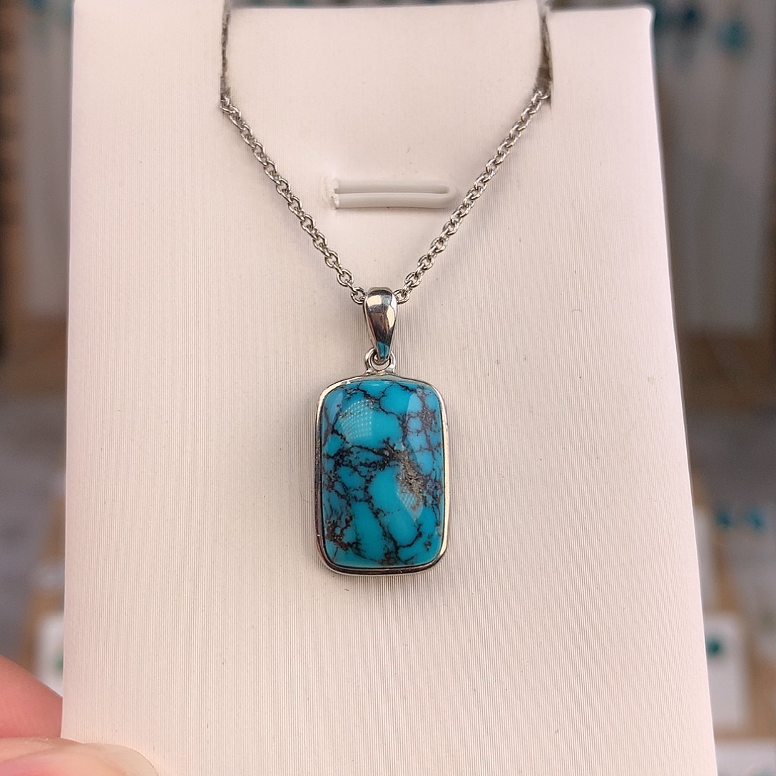 绿松石银S925镶嵌颈饰