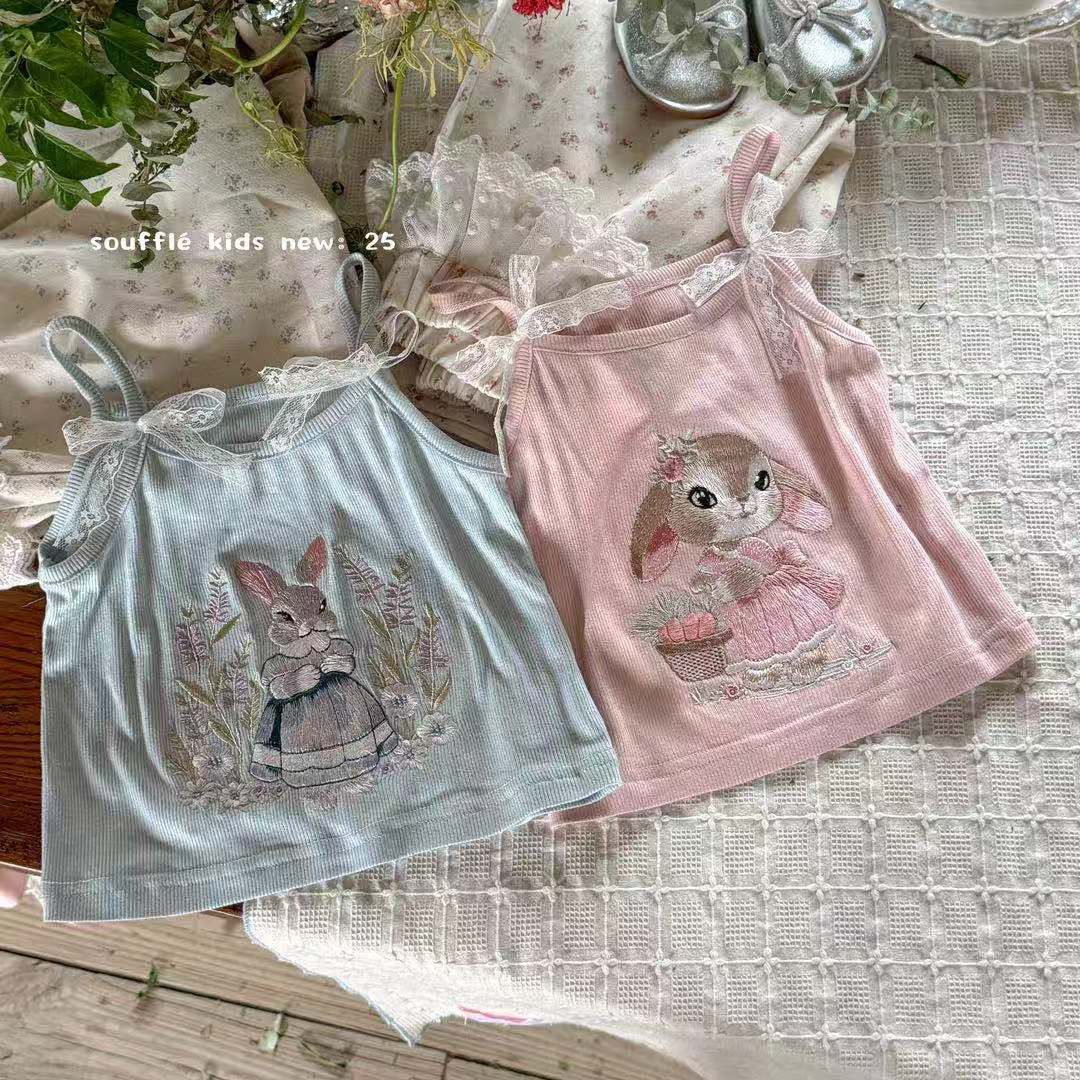 【糯米】女童夏季日常休闲刺绣坑单件吊带单件长裤TS021-1