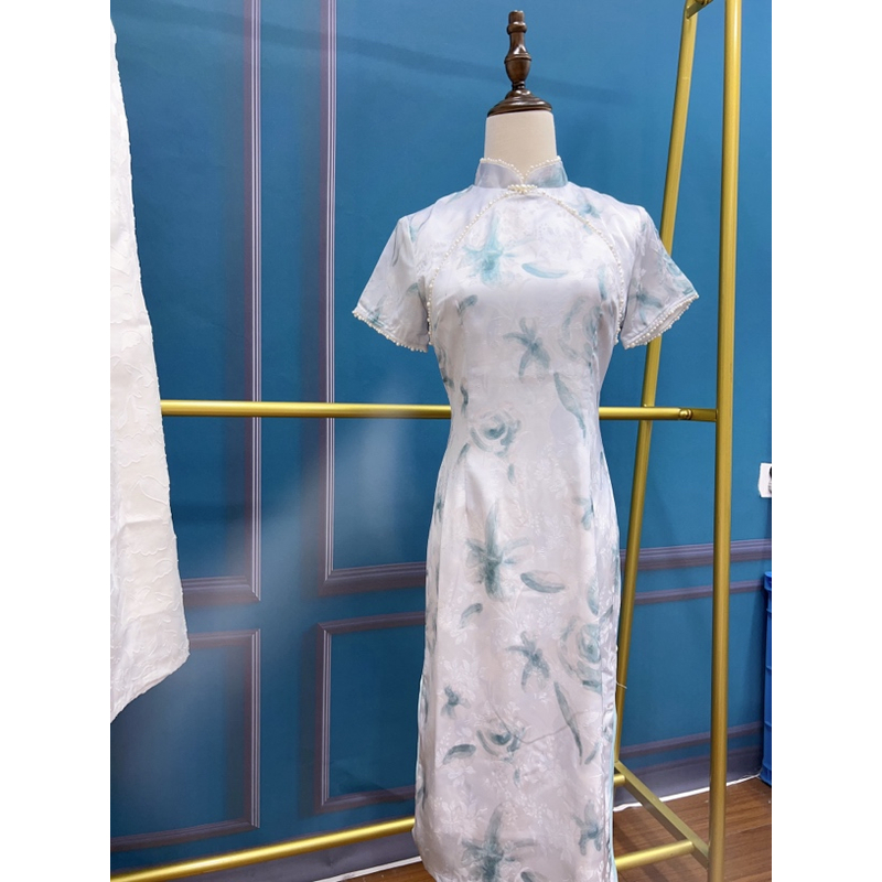 V-2603 玉水尧 软锦提花 双层 夏款年轻款改良旗袍105cm长款