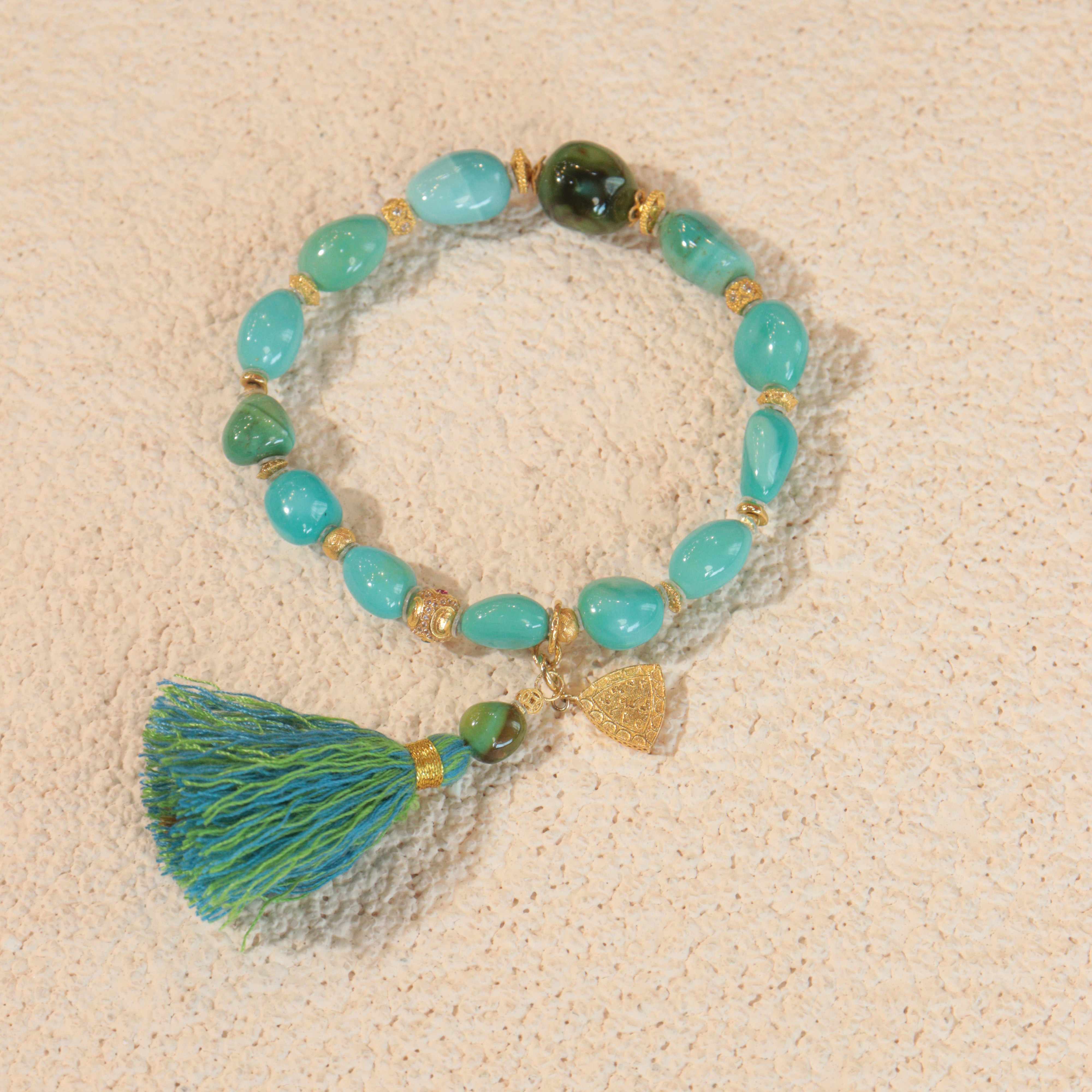 霖泽|绿松石糖豆手链18k金LZ2025121602