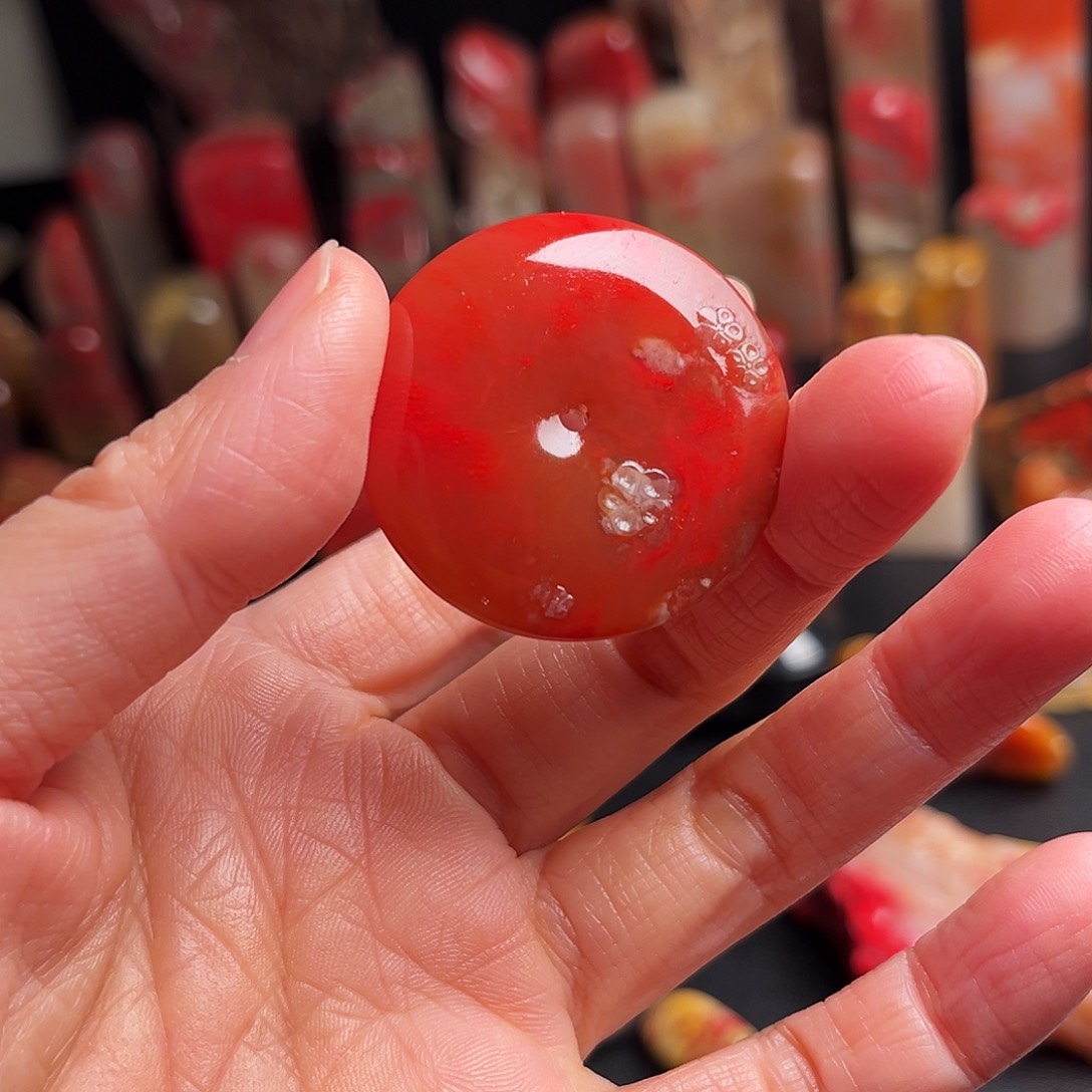 巴林石其他鸡血石平安扣