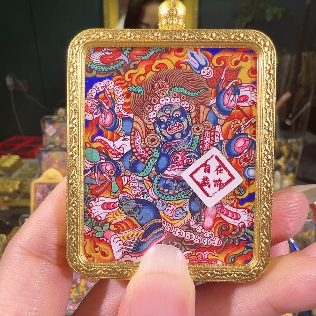 吊坠大黑天热贡纯手绘唐卡