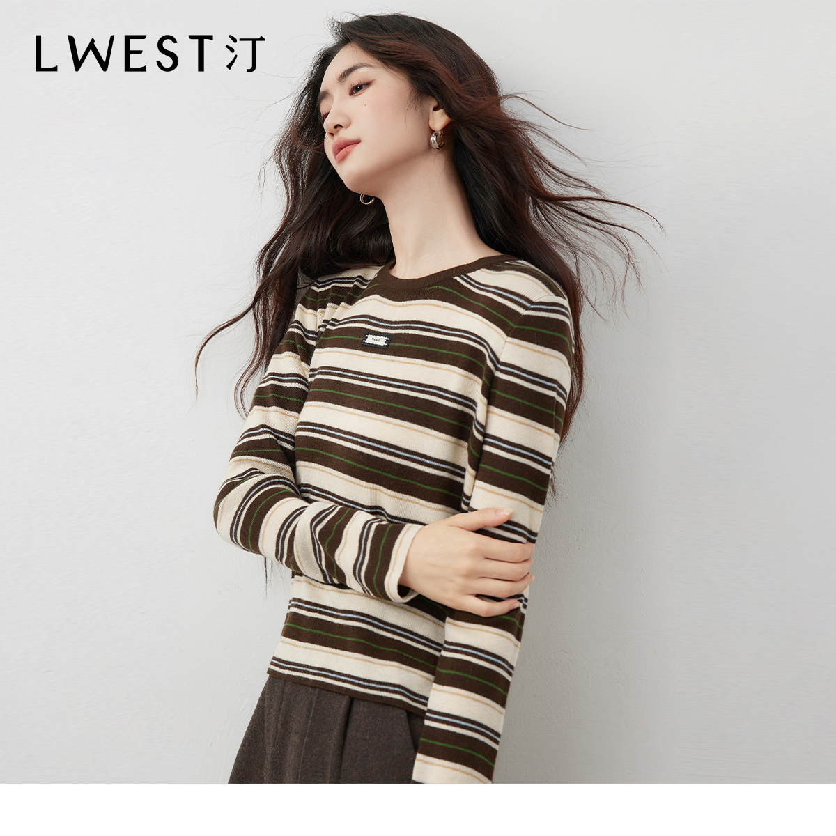 12786【大叔专享】朗文斯汀法式复古拼色条纹针织衫DTMZ5509C12786B