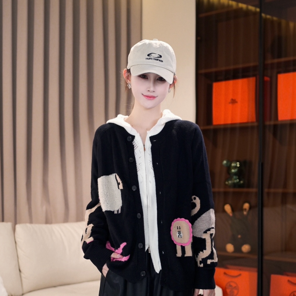 【HUO HUO】早秋新款动物世界针织毛衣开衫长袖H8801