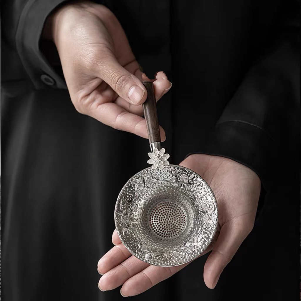 B539-镀银茶漏茶道器具