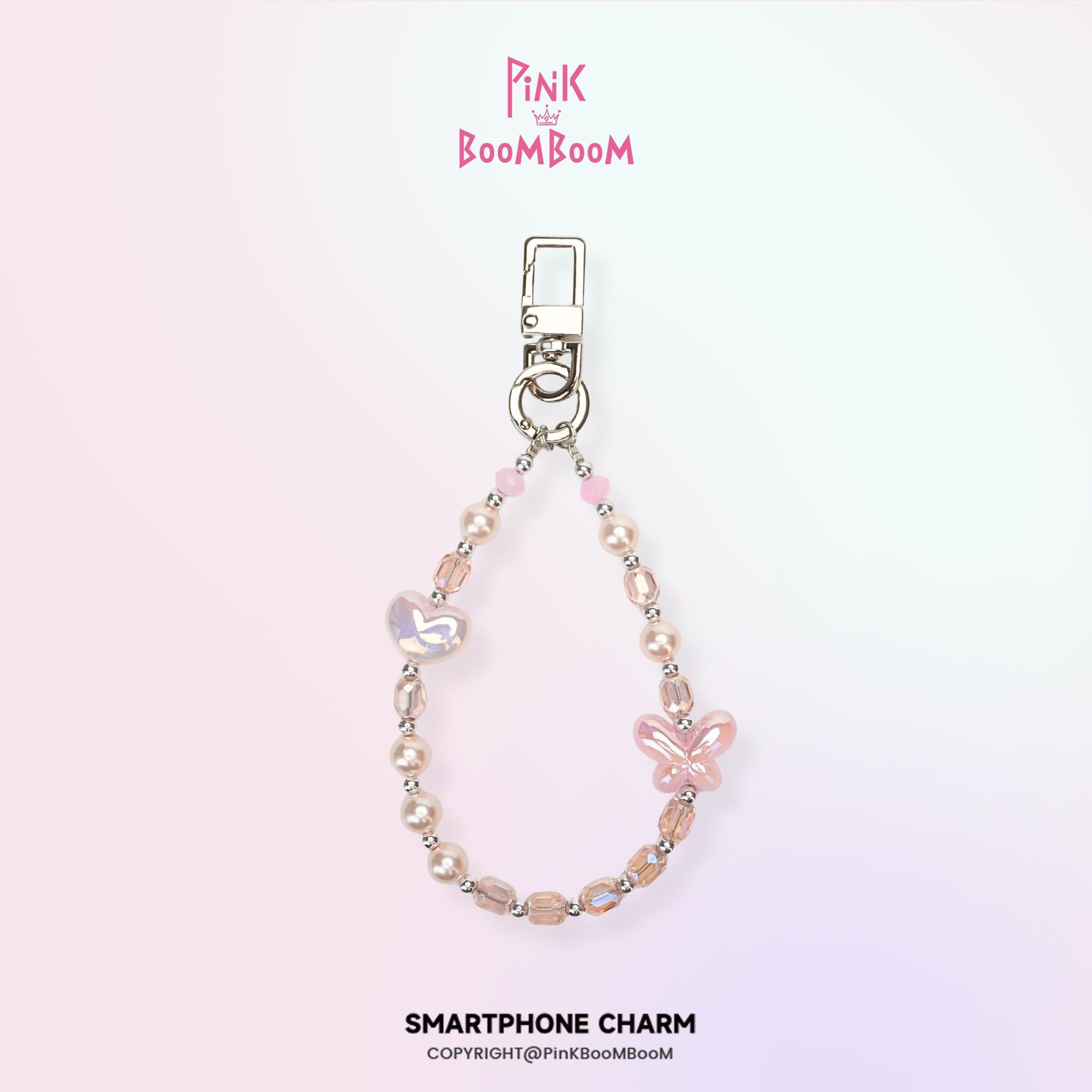 PinKBooM桃蝶飞手机链女款短款可爱创意个性ins钥匙挂绳爱心通用