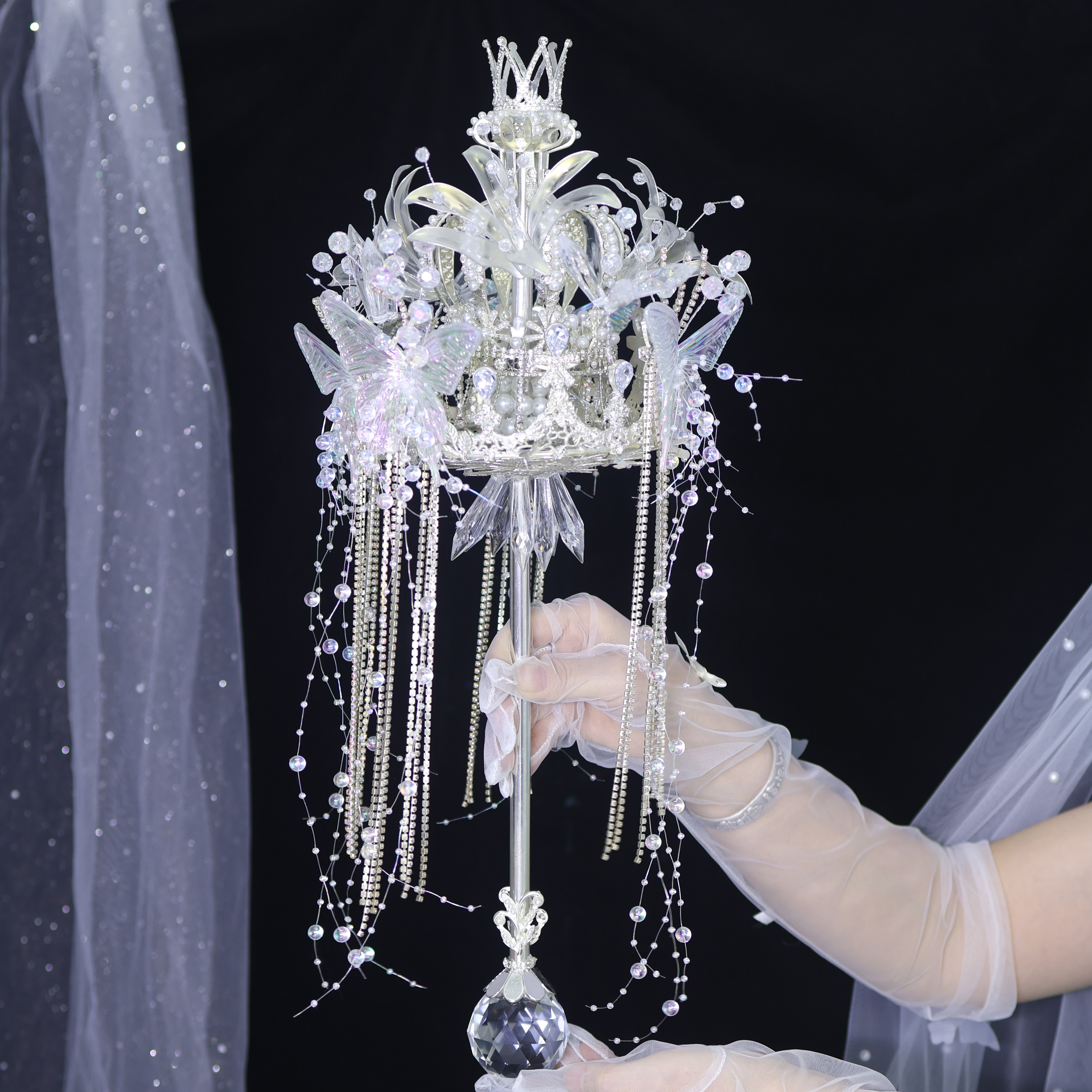 权杖手捧花手工diy新娘结婚高级感女王婚礼高级婚纱材料包和成品