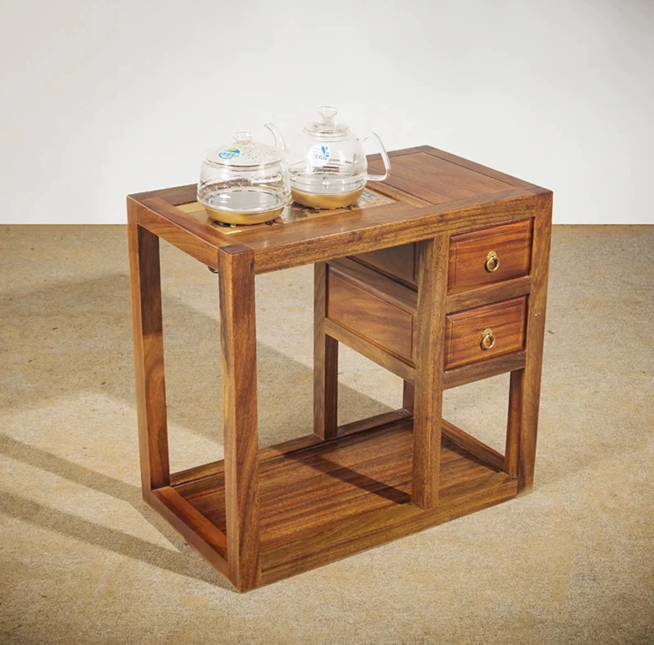 进口南美胡桃木茶水柜家用简约烧水边柜客厅阳台