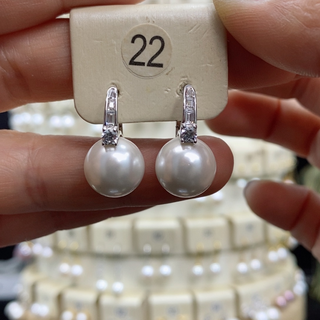 淡水珍珠耳饰银S925镶嵌