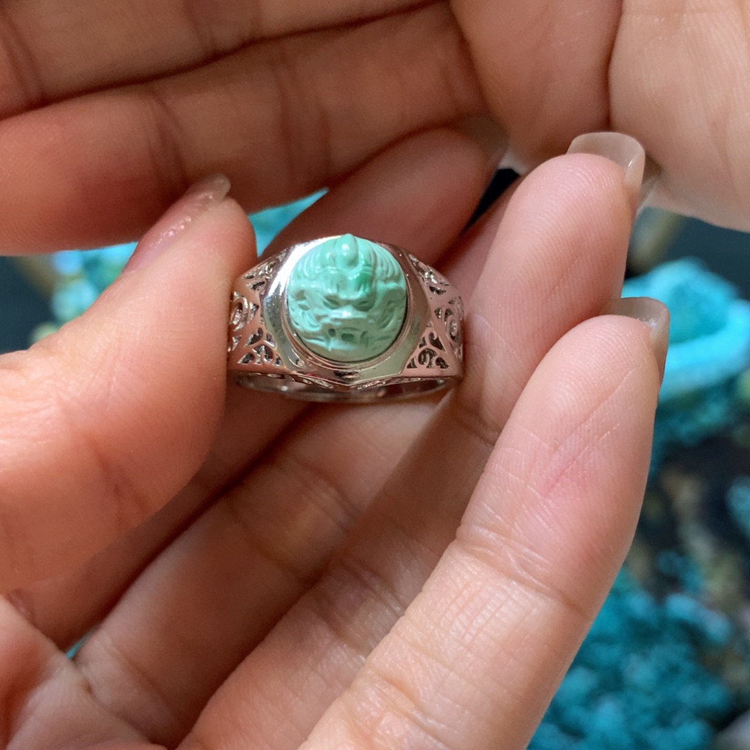 绿松石戒指银S925镶嵌