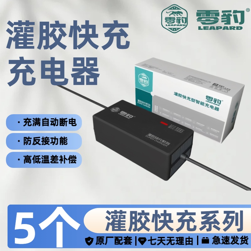 零豹灌胶充电器快充充电器新国标头充电器自动断电铅酸充电器灌胶