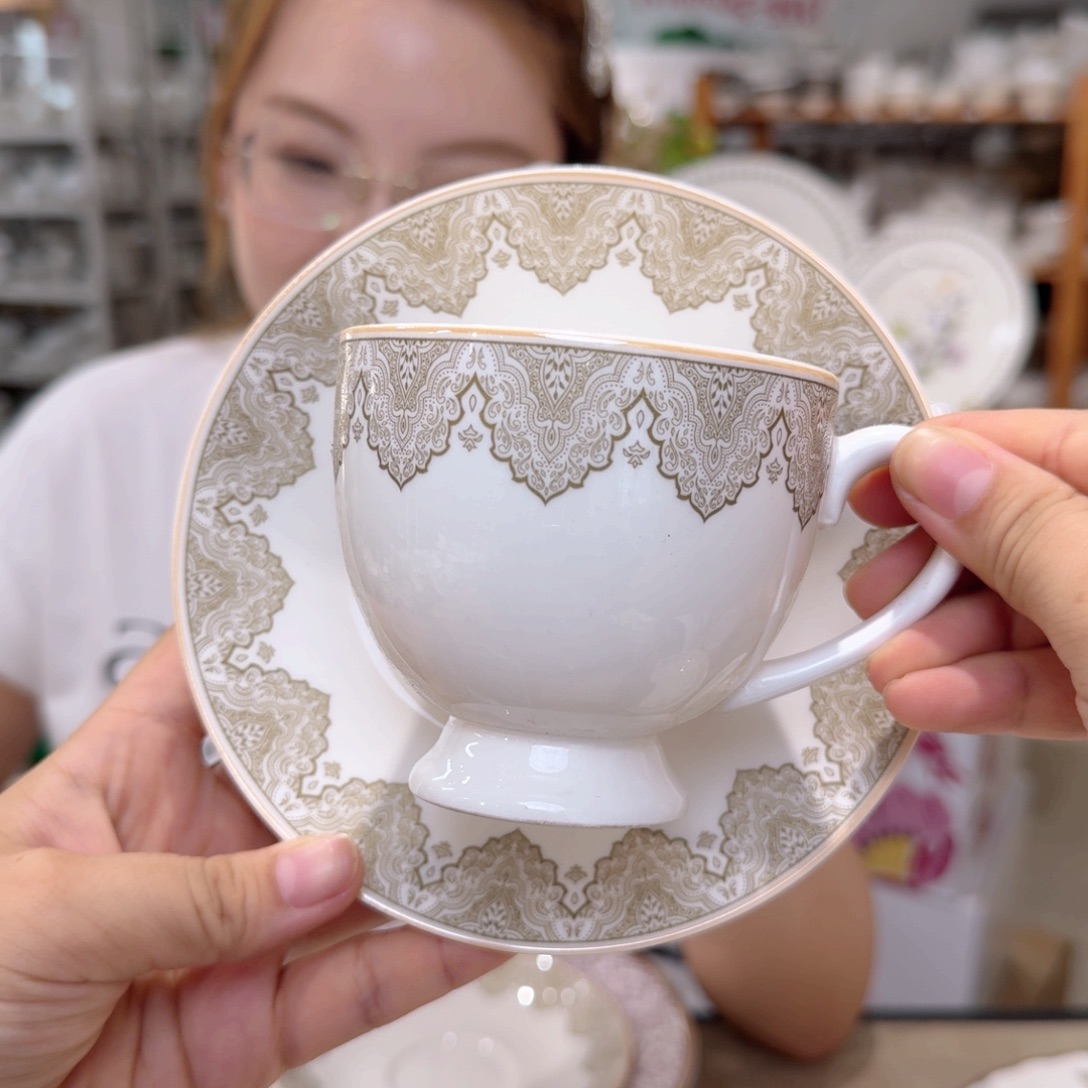 骨瓷骨瓷咖啡杯碟4套（8件）220ml外贸骨瓷微瑕