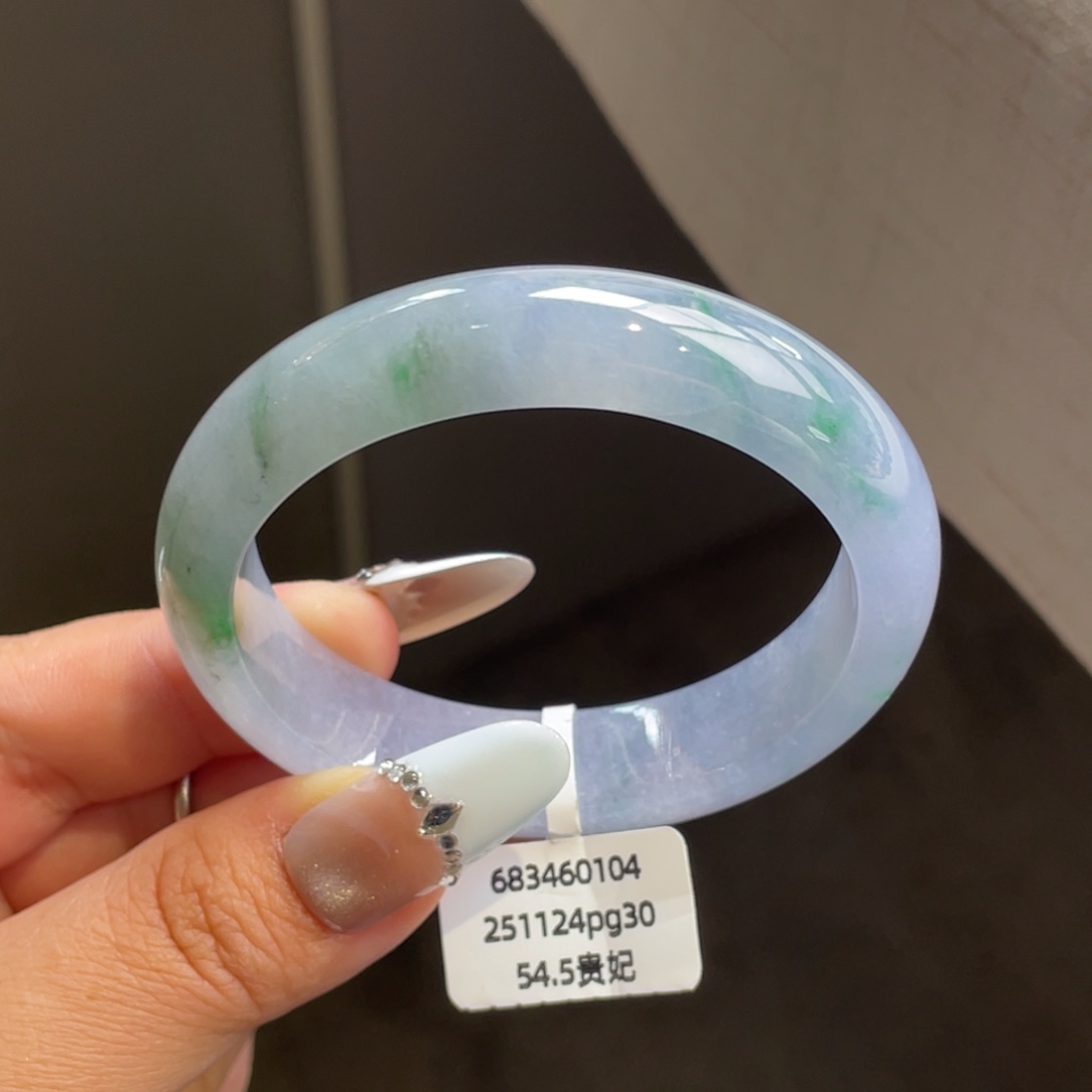 翡翠未镶嵌手镯特色冰紫飘花贵妃手镯