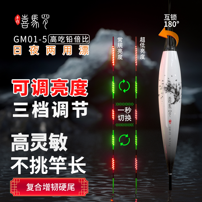 喜马罗GM可调光浮漂高灵敏电子夜光鱼漂日夜两用电子漂鲫鱼鲤鱼