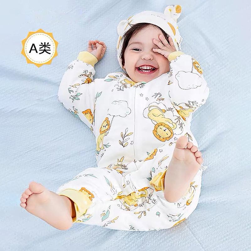 婴儿睡袋a类秋冬夹棉宝宝棉睡衣防踢被分腿家居服保暖