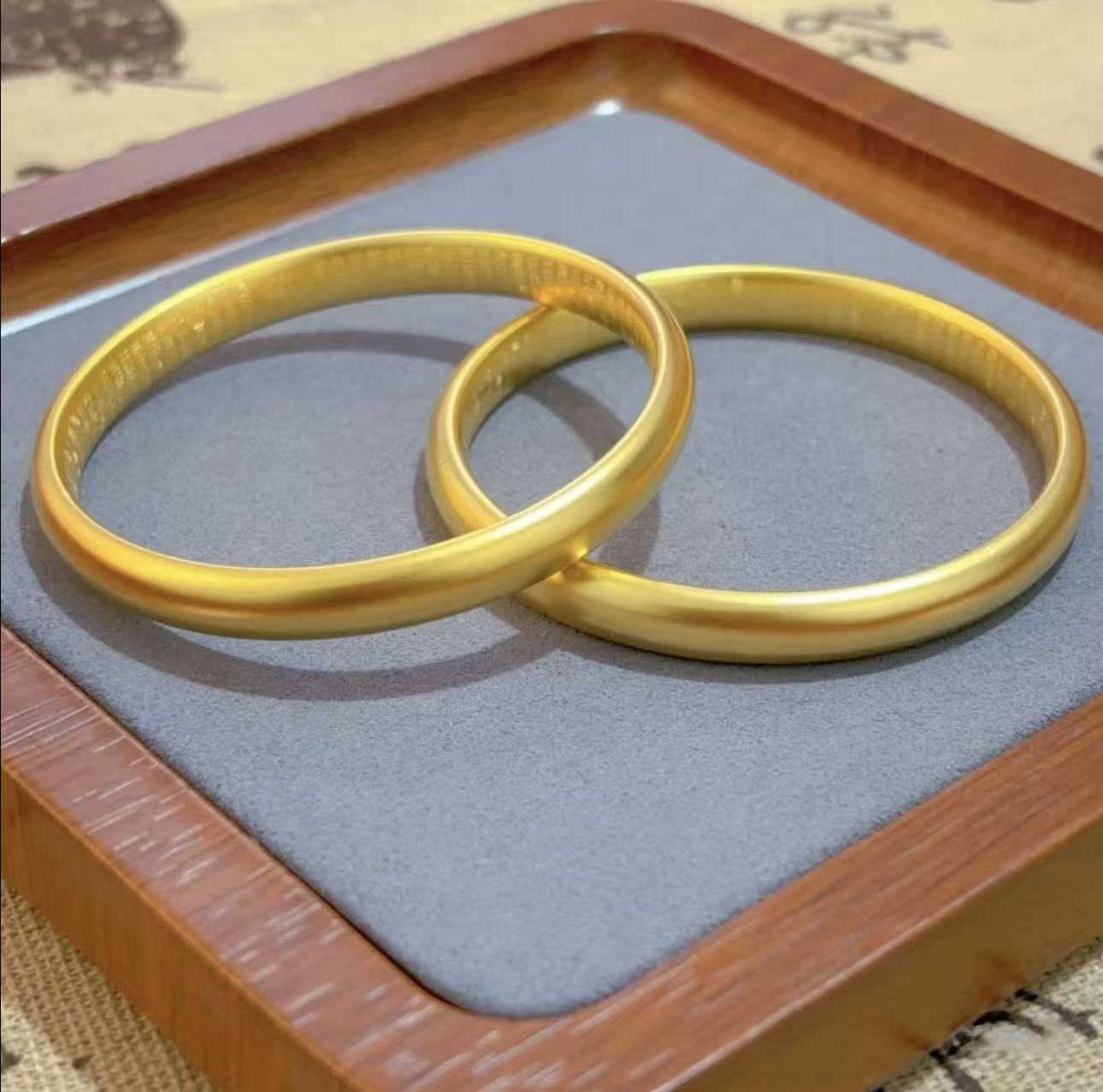 合金手镯 新中式国风泥鳅背素圈手镯女款莲花心经镯子