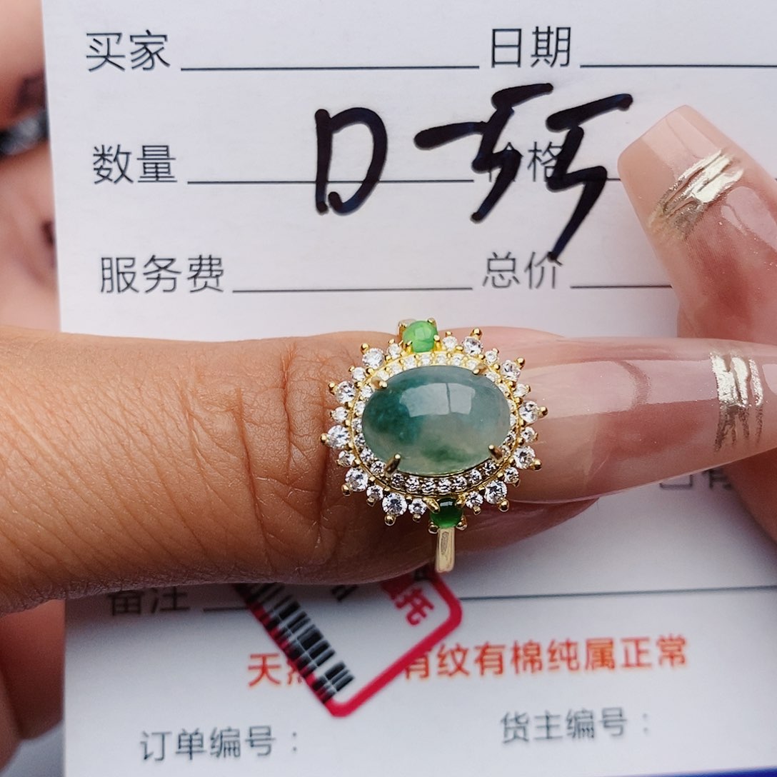翡翠戒指银S925镶嵌戒指