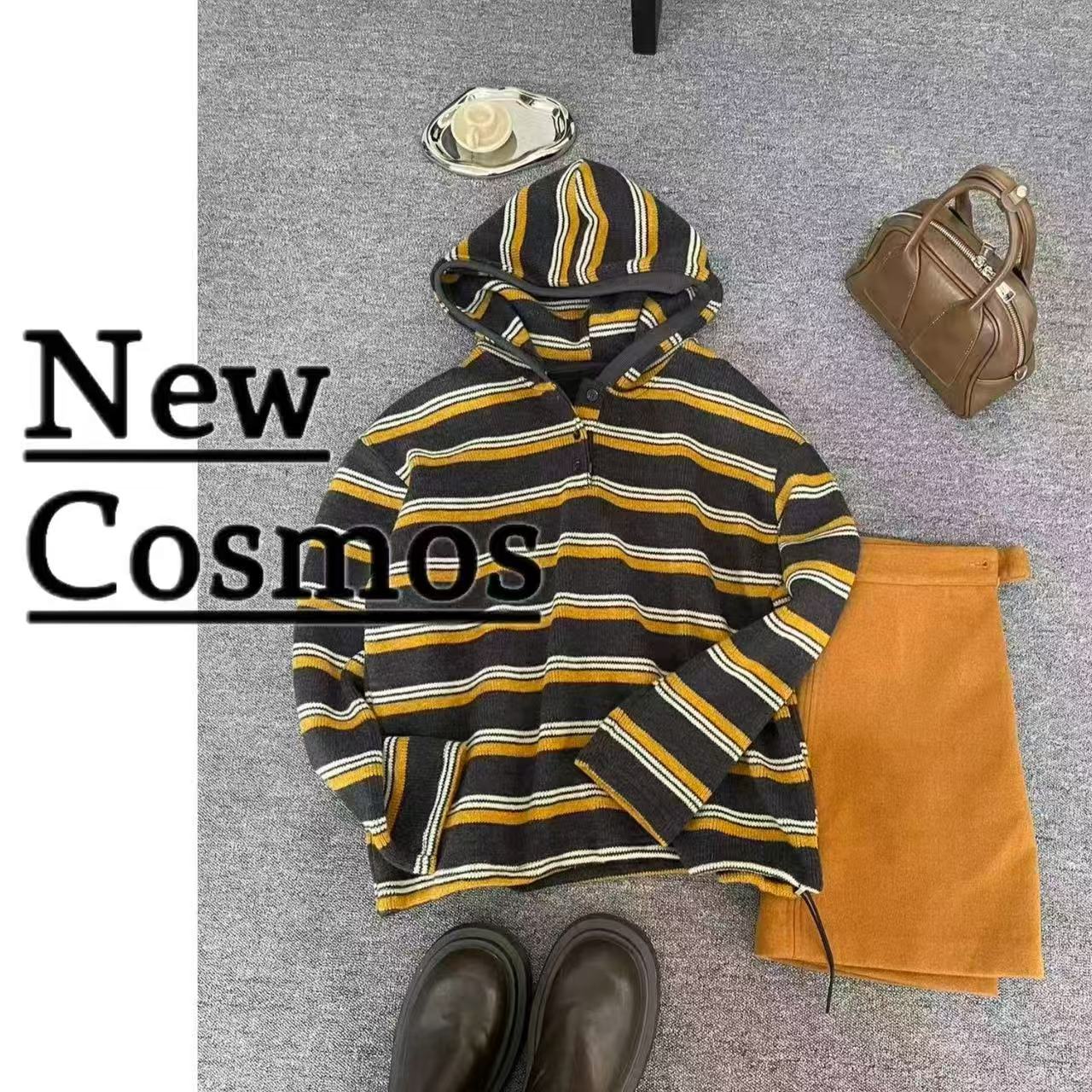 【NEW COSMOS】毛衣小蜜蜂条纹款外套宽松百搭慵懒风减龄休闲E2