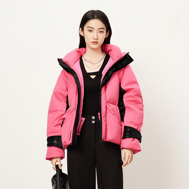 【商场同款】HPLY荷比俪2023冬季新款拼色拉链羽绒服HYD41560287