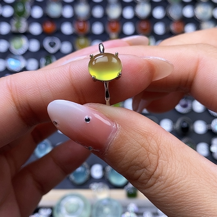 岫玉戒指银S925镶嵌戒指