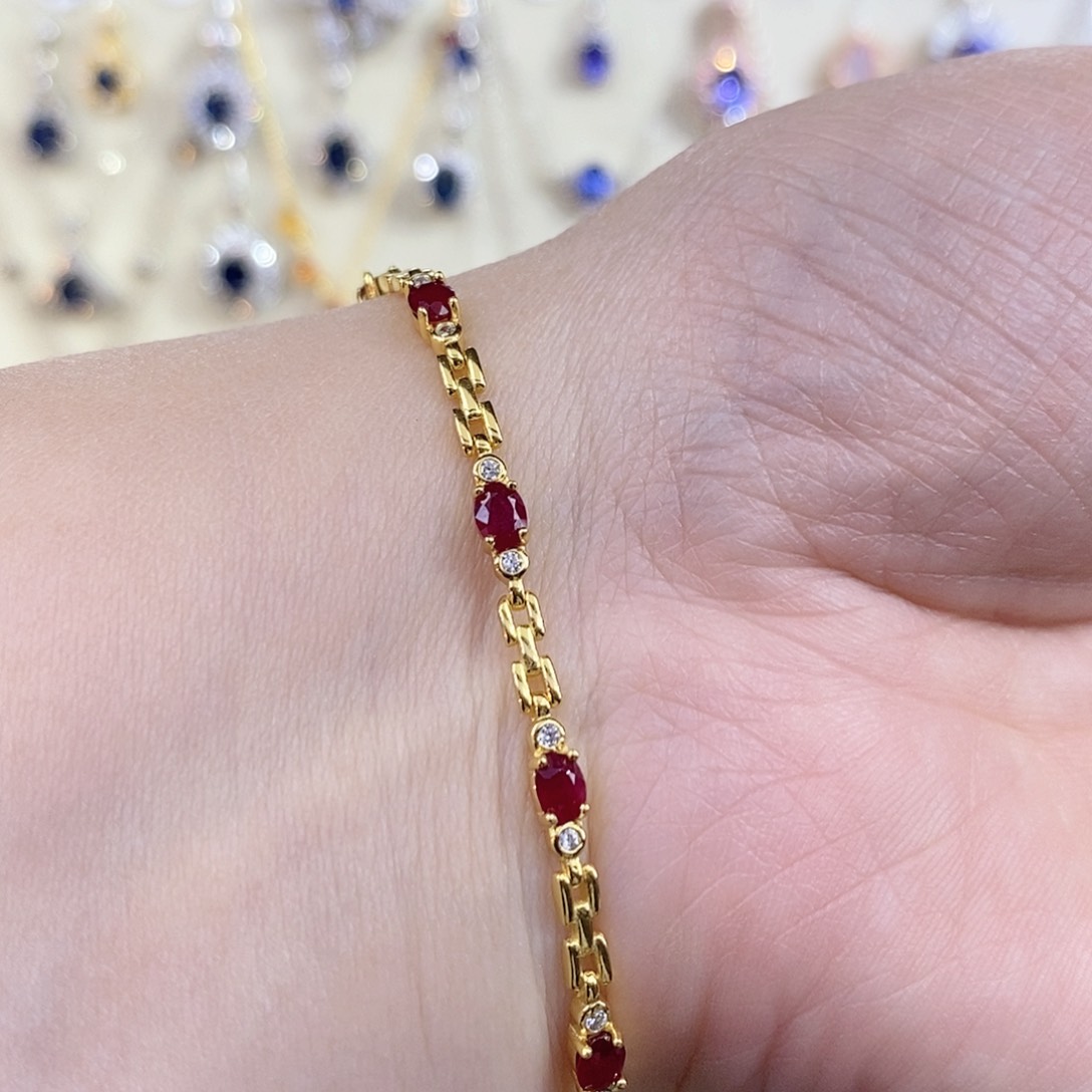 红宝石手链银S925镶嵌