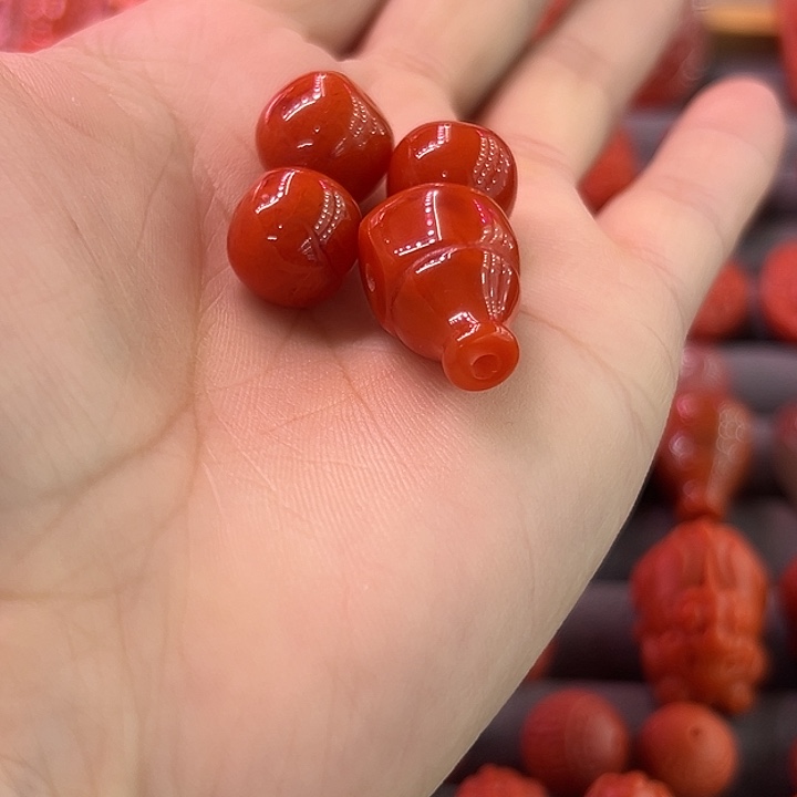 搜***点南红玛瑙未镶嵌三通配饰
