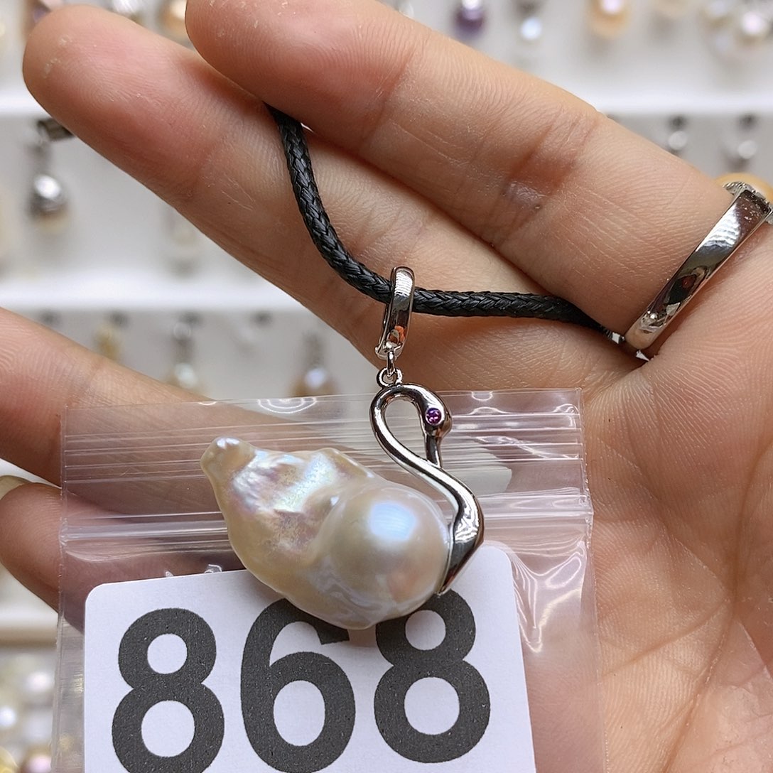 淡水珍珠银S925镶嵌颈饰868