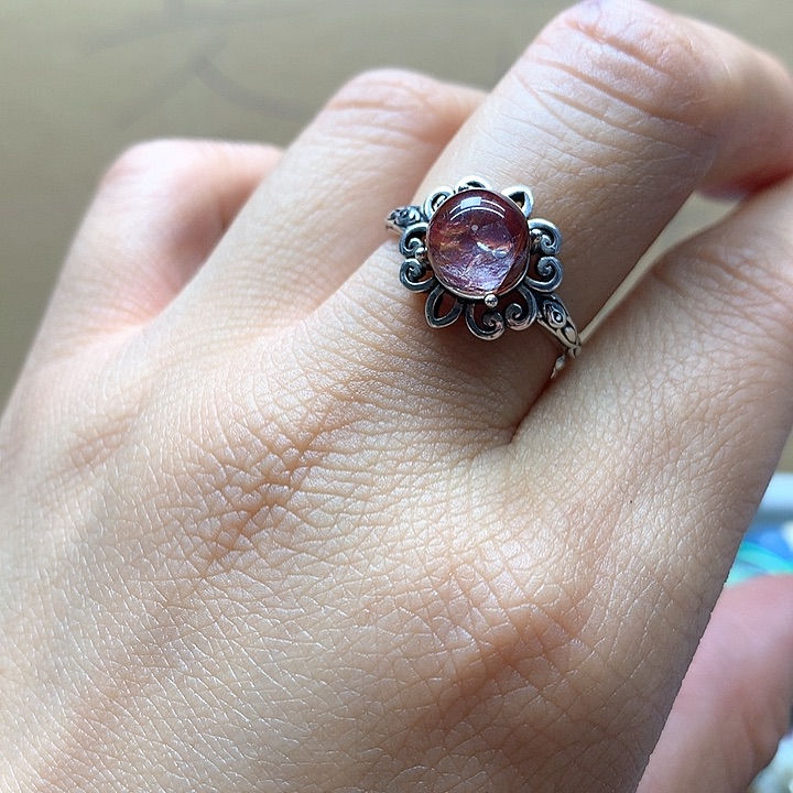 水晶水晶戒指银S925镶嵌