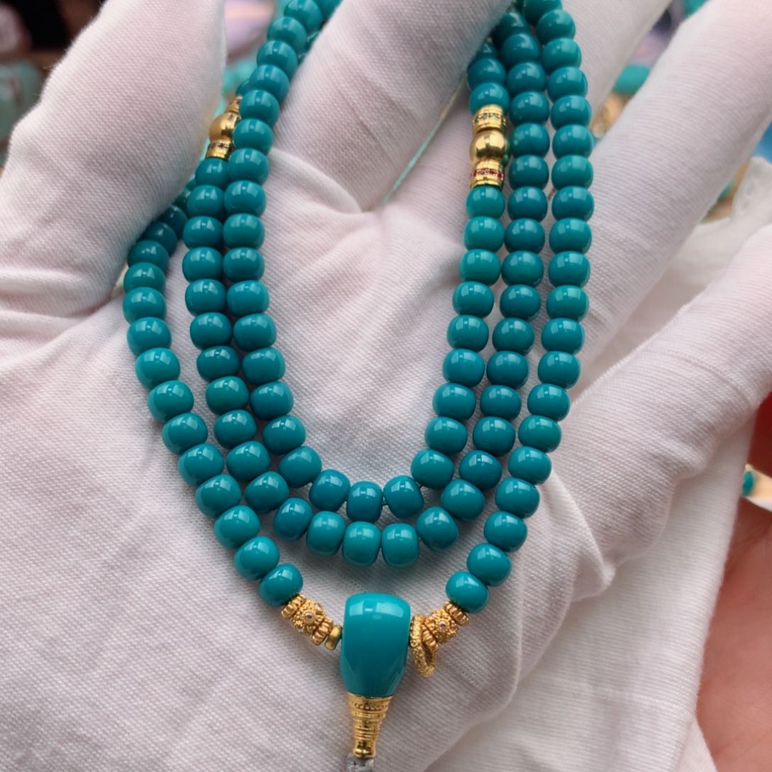 绿松石珠宝奇石18K金镶嵌