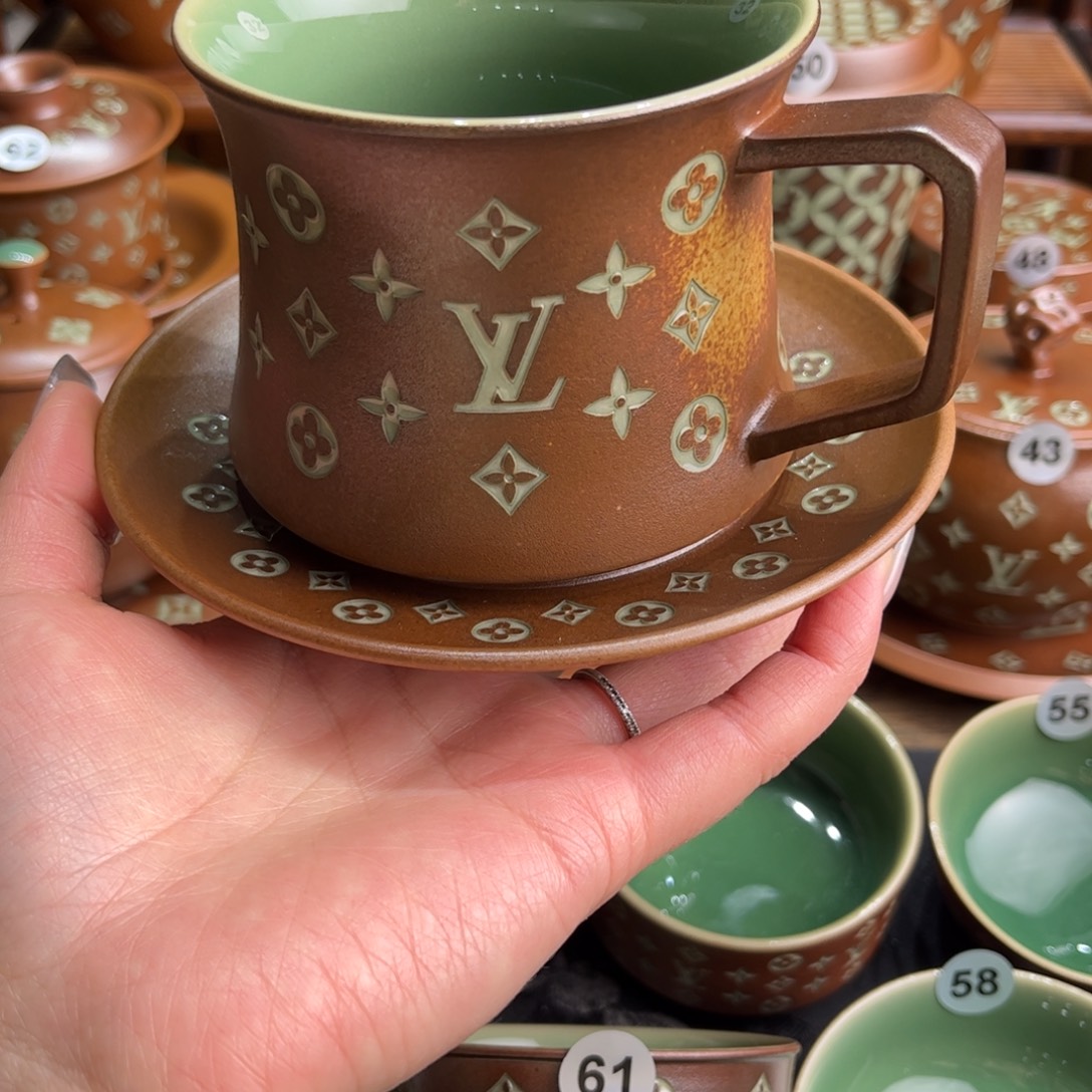 冯***们草木灰老花咖啡杯