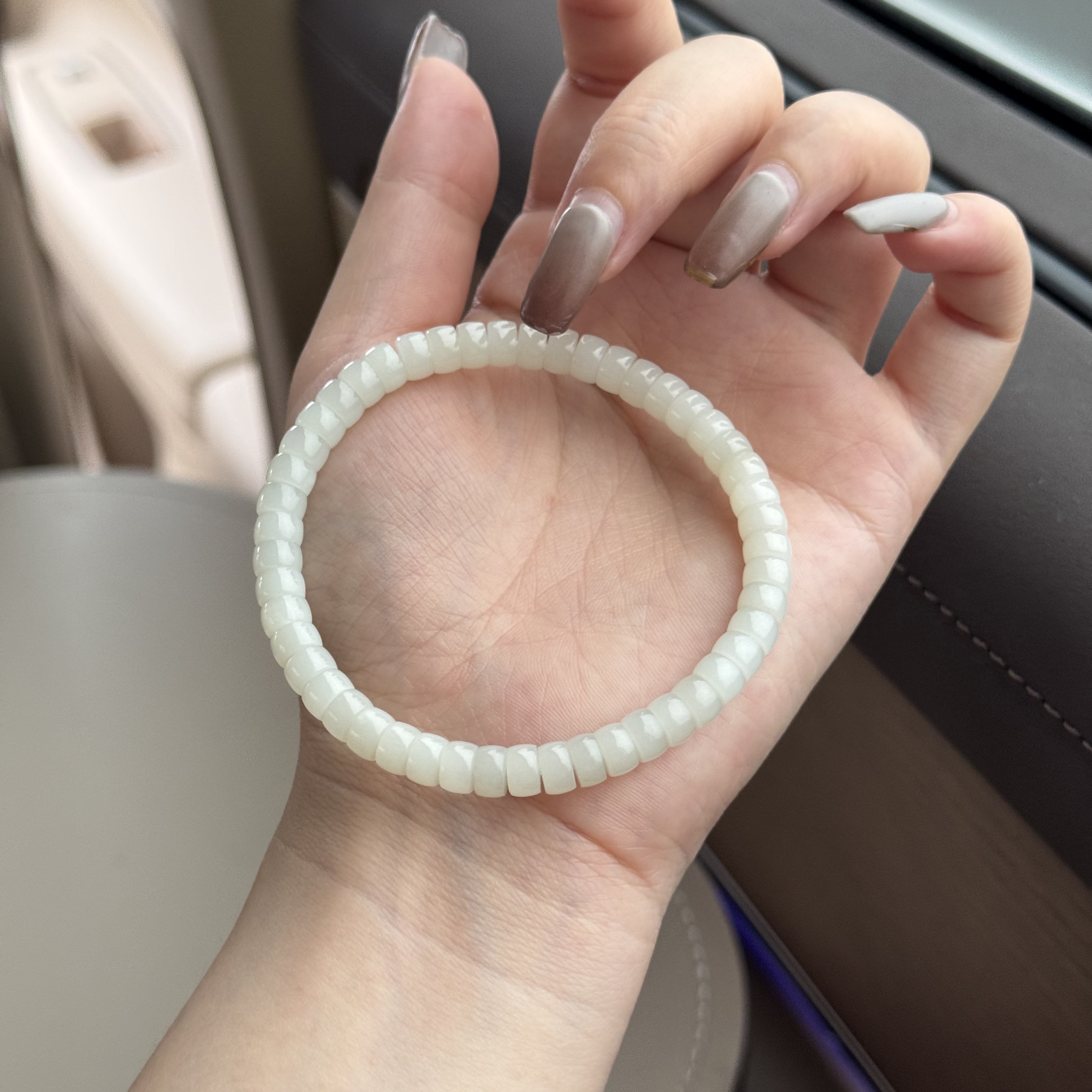 【糯叽叽】天然和田玉青白药片手串-SS11102（多样性发货）