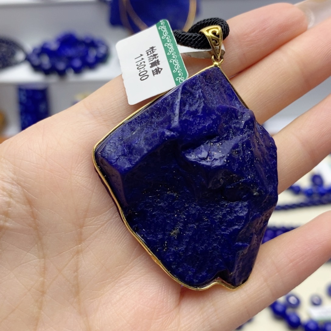 青金石银S925镀金镶嵌颈饰