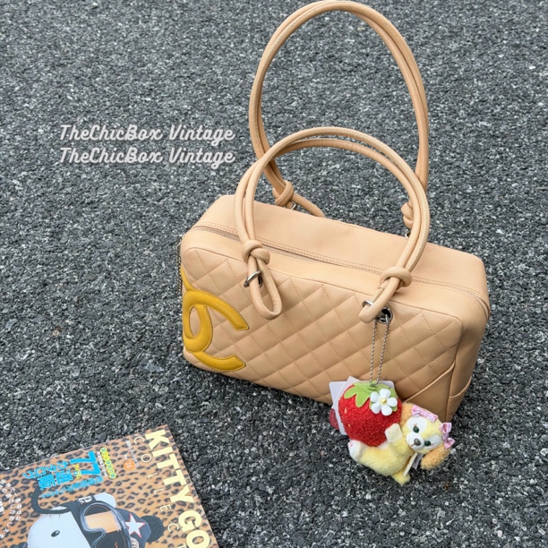 95新 Chanel/香奈儿 只盒/经典款中古柑橘奶茶康鹏枕头包