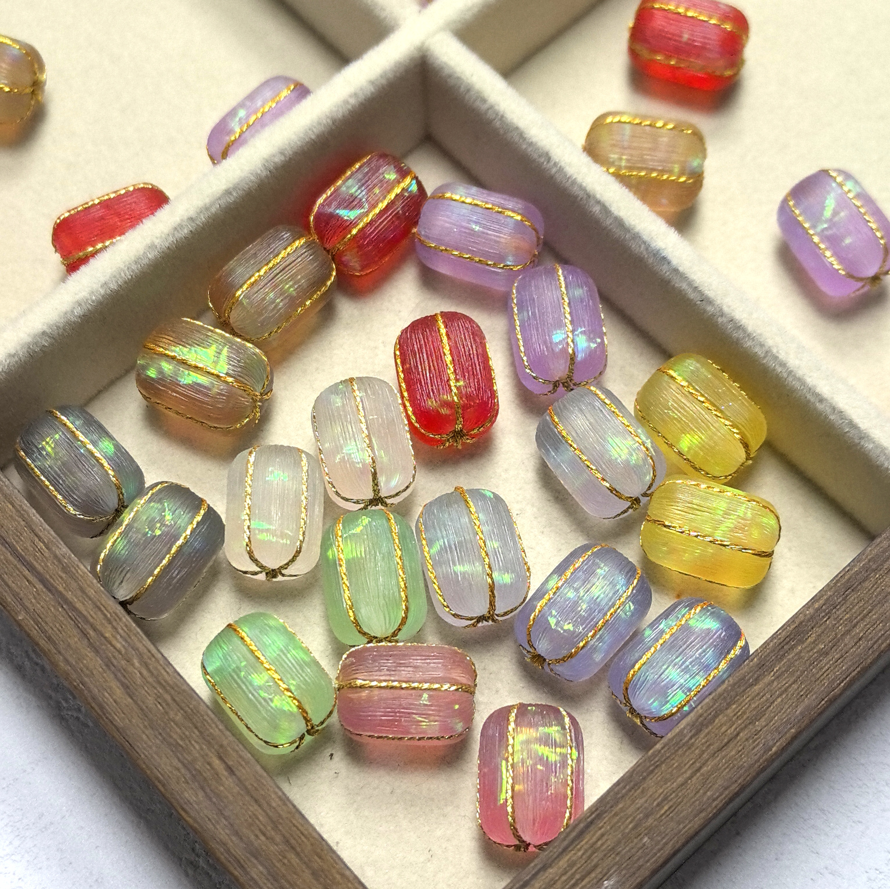 定制磨砂糖果纸灯笼珠（两颗装）通孔卡15mmDIY饰品配件串珠配件