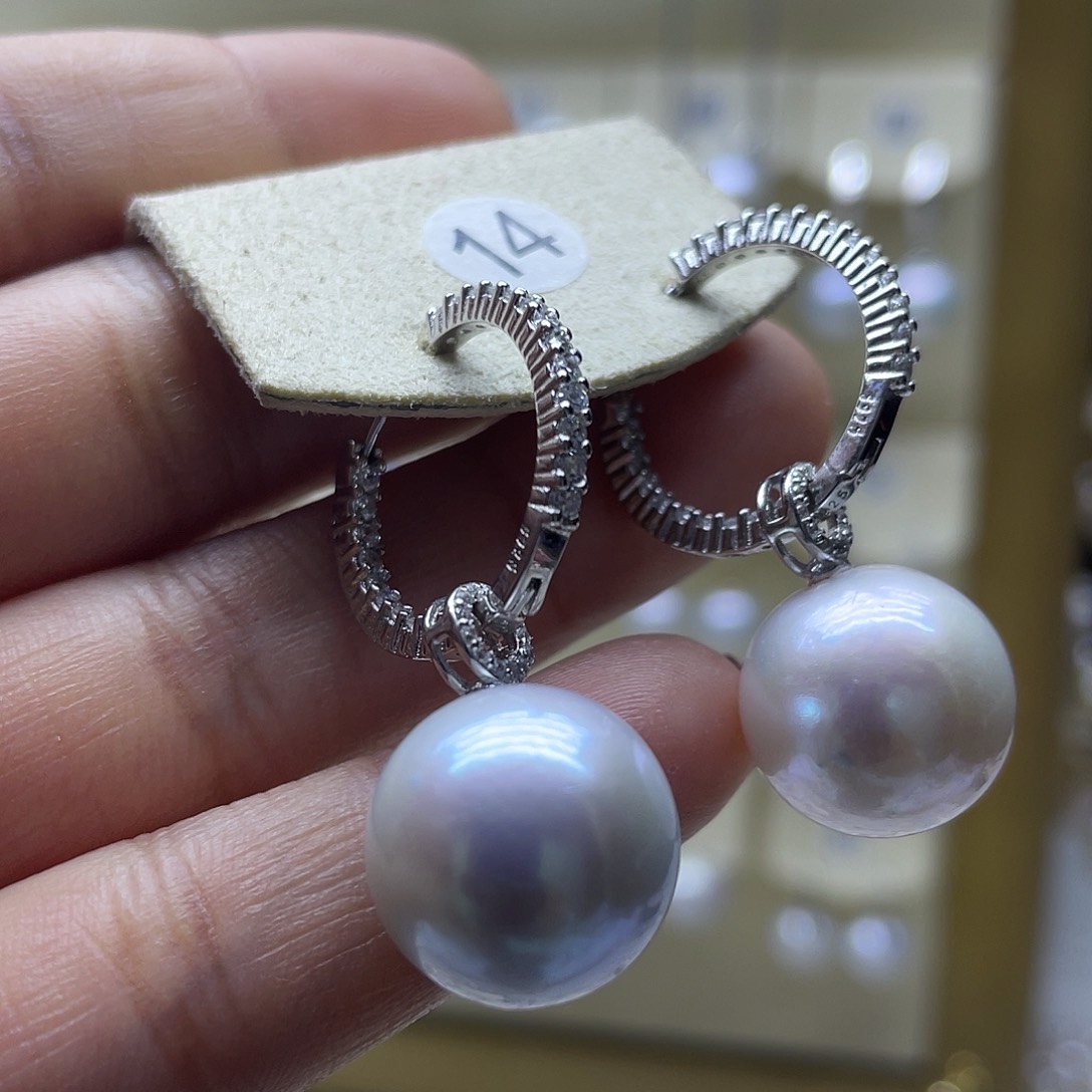 淡水珍珠耳饰银S925镶嵌