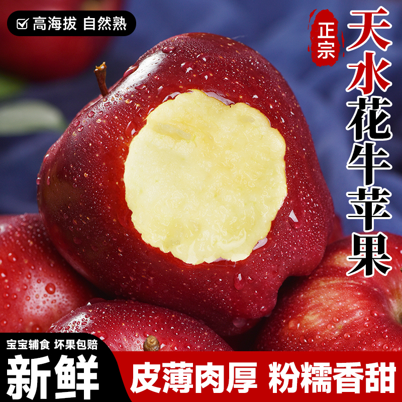 花牛苹果正宗甘肃天水大果水果新鲜整箱当季糖心红蛇粉面丑平安果