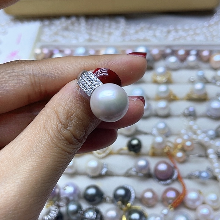 银S925镶嵌淡水珍珠戒指
