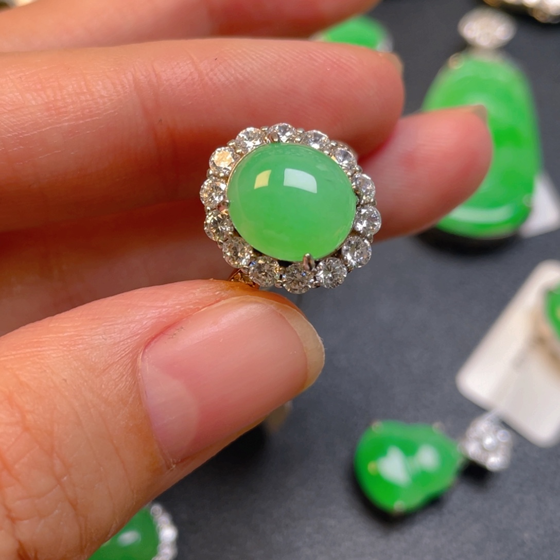 翡翠银S925镶嵌吊坠(不含链)戒指