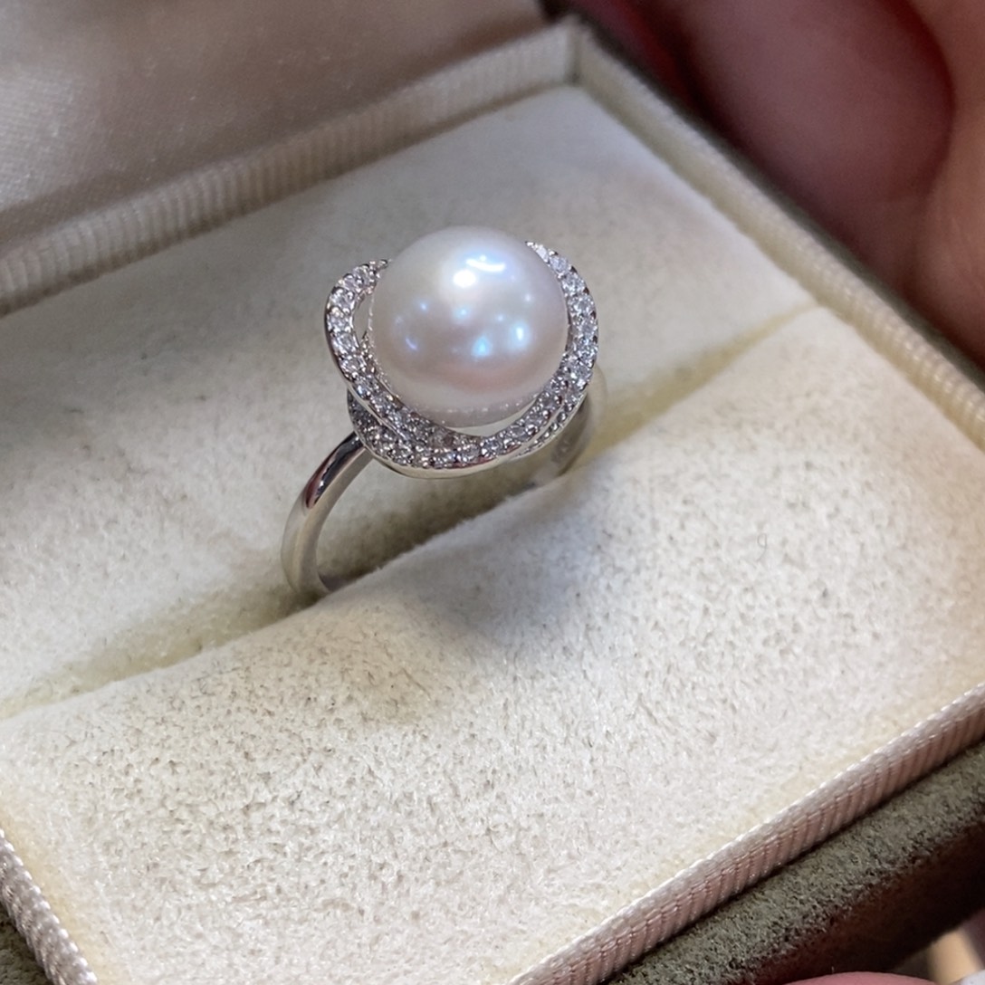 淡水珍珠戒指银S925镶嵌微瑕