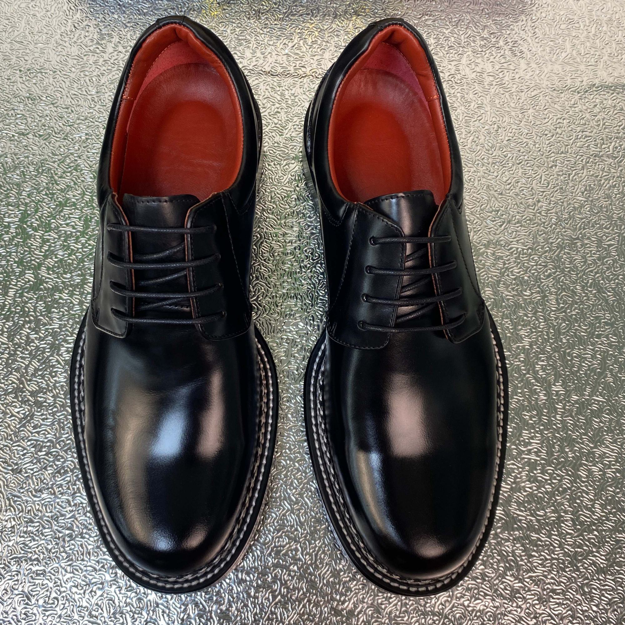 进口马臀皮大头系带挪威缝纯手工固特异男士高端大头鞋德比鞋