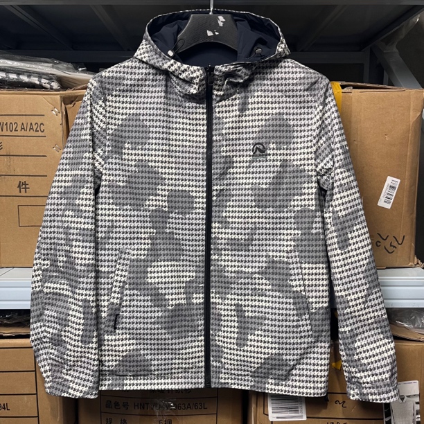 8873撤柜H剪标春秋休闲连帽风衣款一面藏青一面花色两面穿外套男