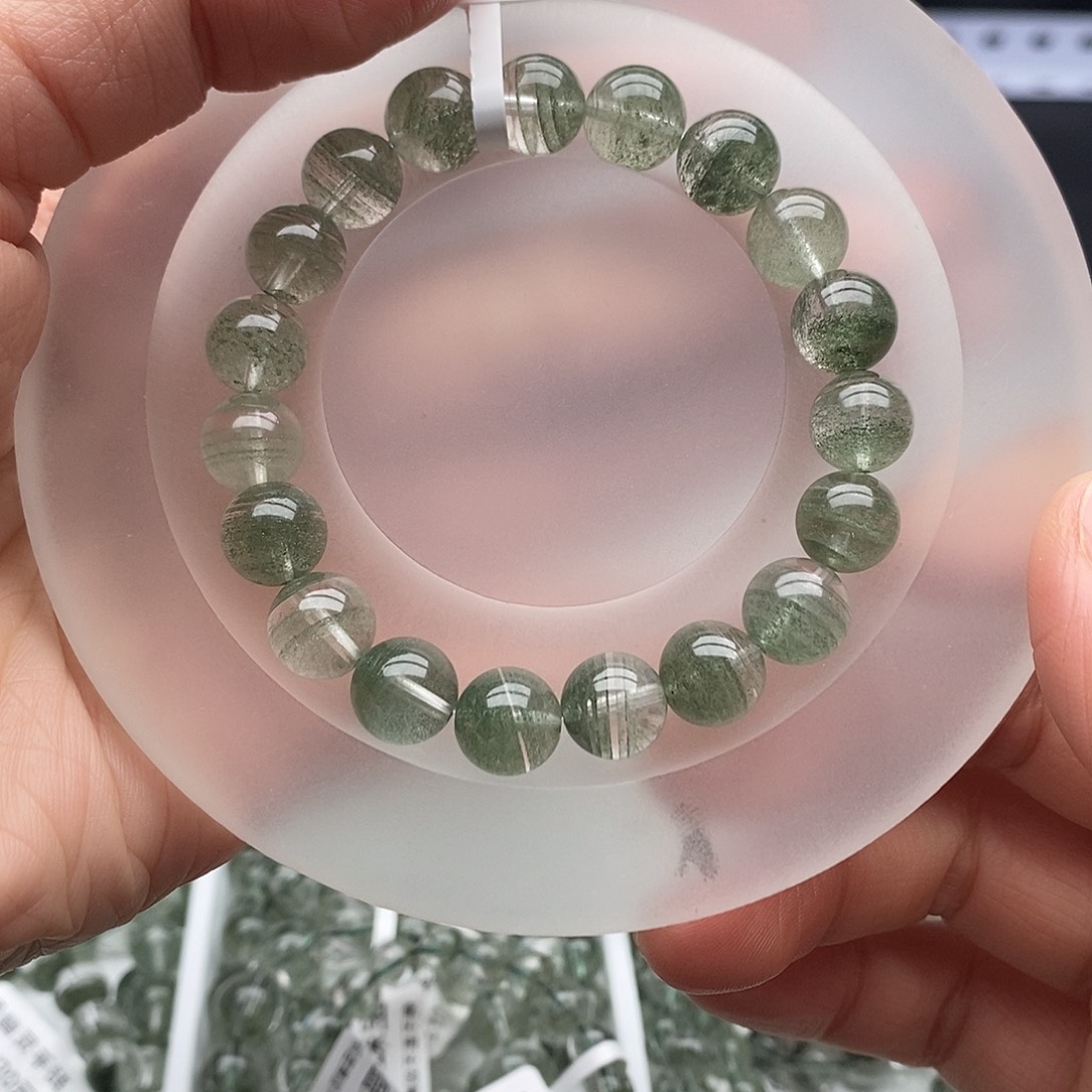 六***猫手链水晶未镶嵌绿幽灵手链