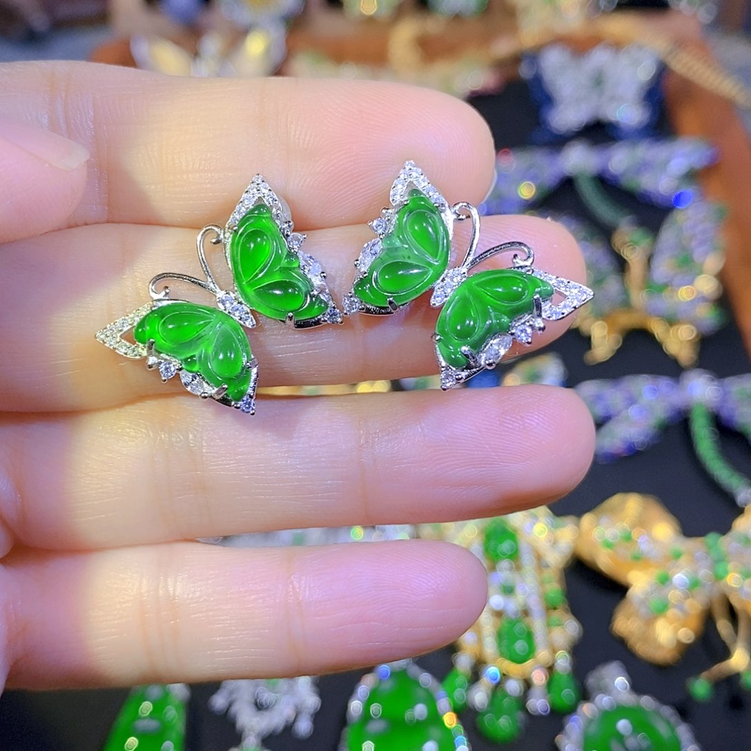 吊坠(不含链)银S925镶嵌翡翠