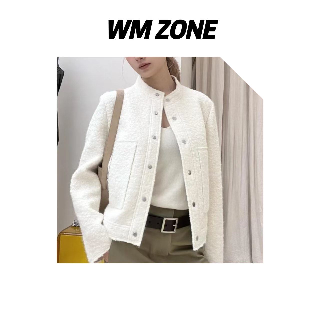 虎儿 3-17-3082 短款箱型毛呢外套