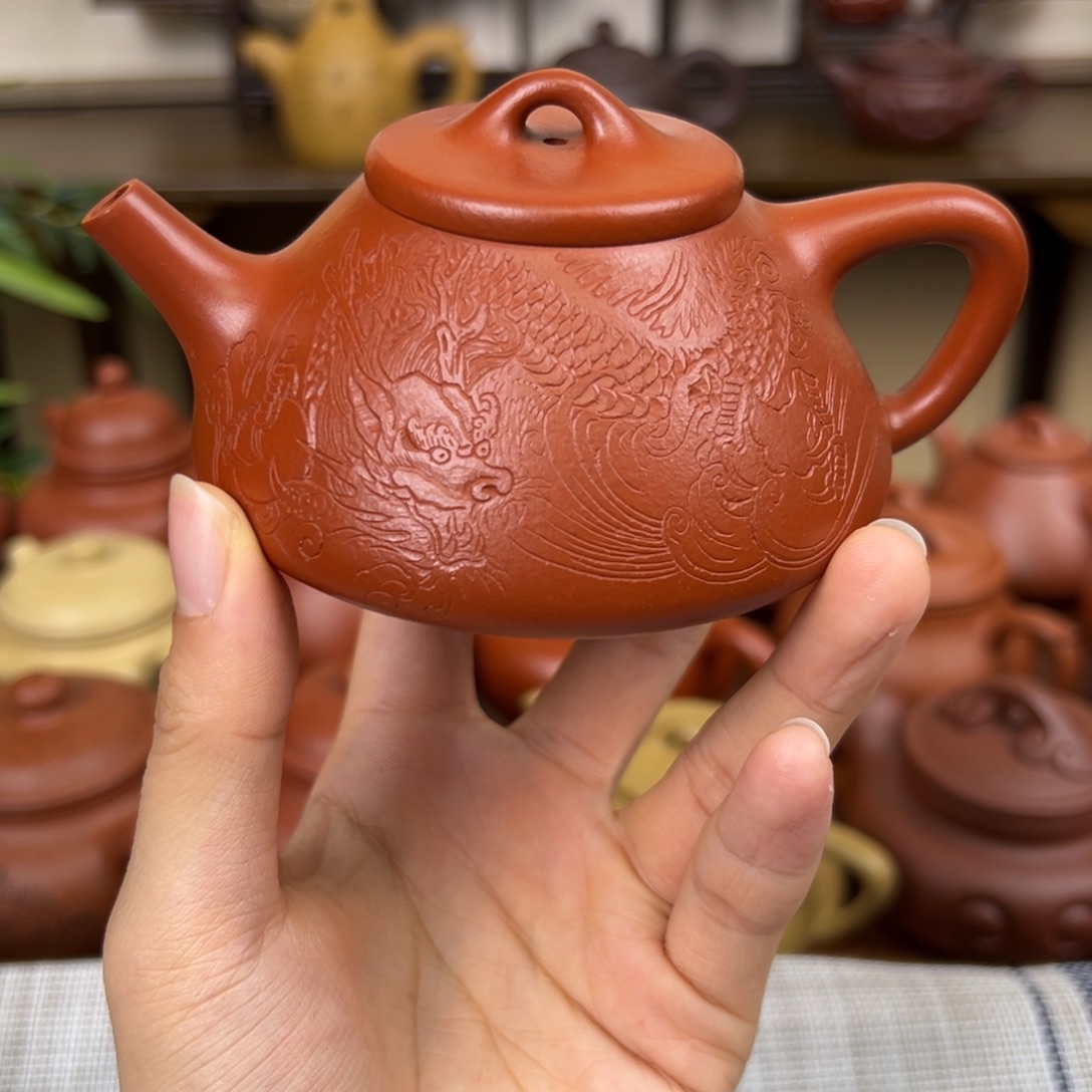 Y***神紫砂茶壶紫砂壶子冶石瓢朱泥150cc全瑕