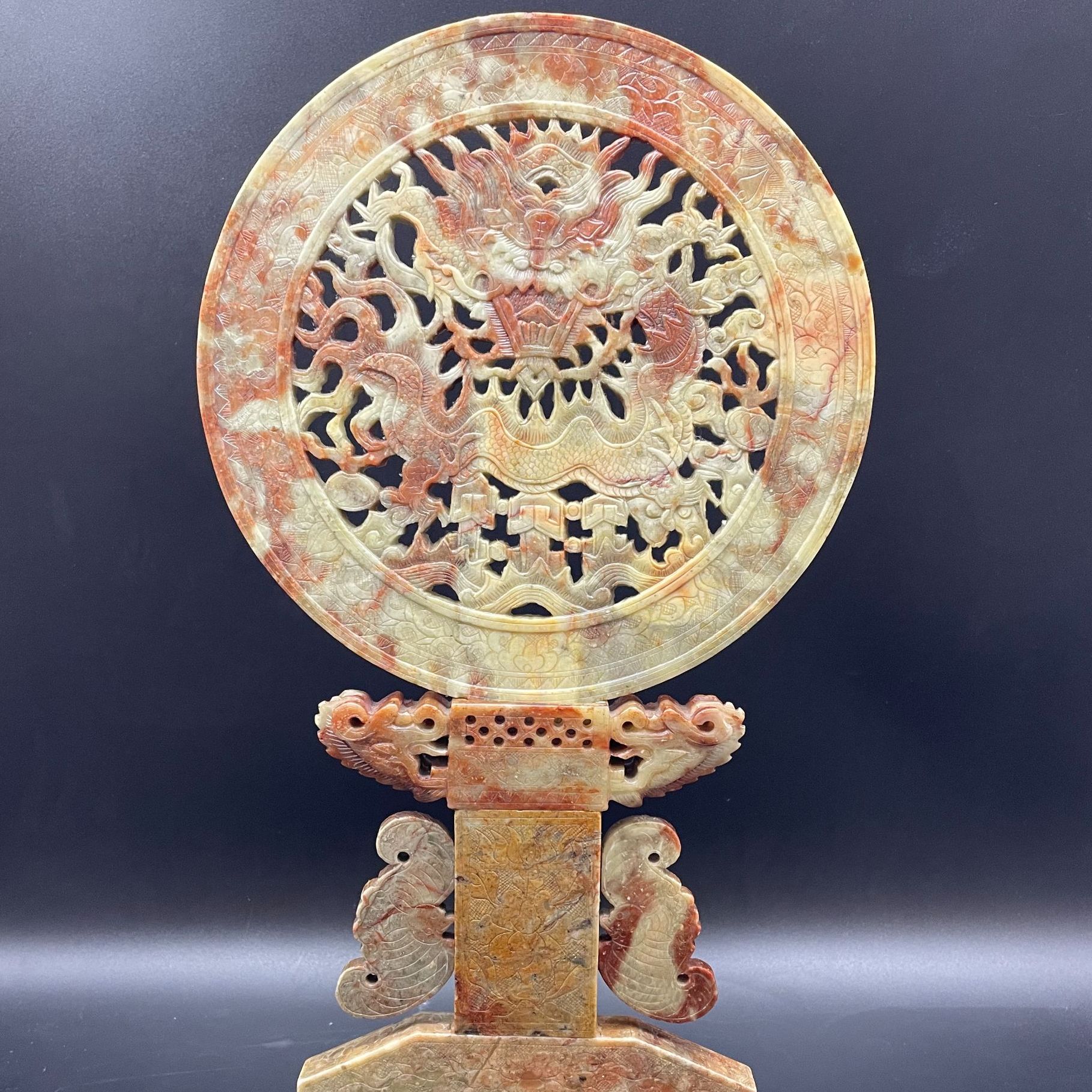 清代 旧藏寿山石田屏风摆件 87700 听雨轩 Z 