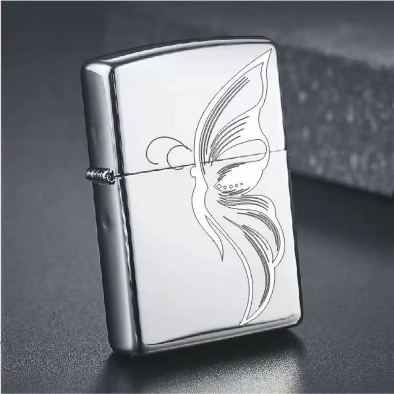 【冰半蝶】煤油打火机个性高端金属高颜值创意款打火机翻盖高档礼物